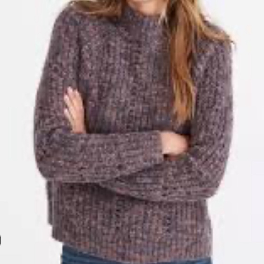 Madewell Pointelle Mockneck Pullover Sweater size XS purple